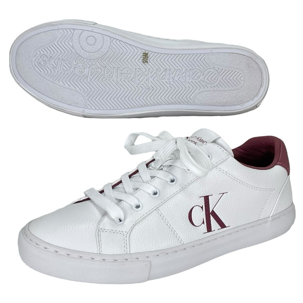 Calvin Klein Jeans Celbi White Faux Leather Womens Sneakers Size 9.5M - Picture 10 of 12